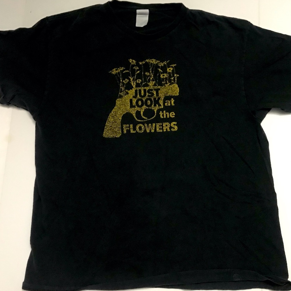 Vintage Mens XL Just Look At The Flowers Black Tee Shirt Walking Dead